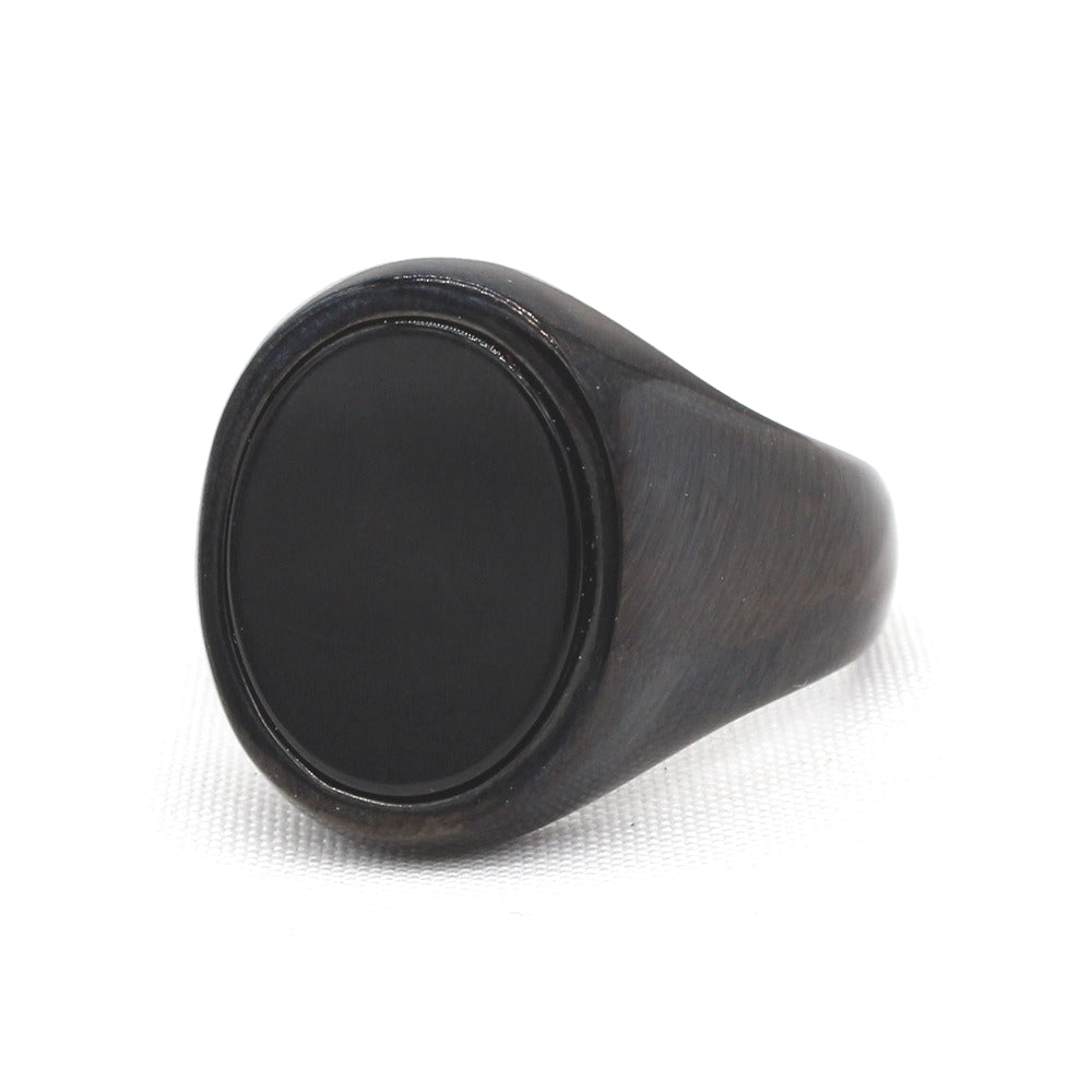 Planderful Titanium Steel Ring Durable Unisex Simple Oval Stone Protection Statement Everyday Genie Collection