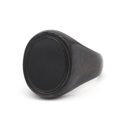 Planderful Titanium Steel Ring Durable Unisex Simple Oval Stone Protection Statement Everyday Genie Collection