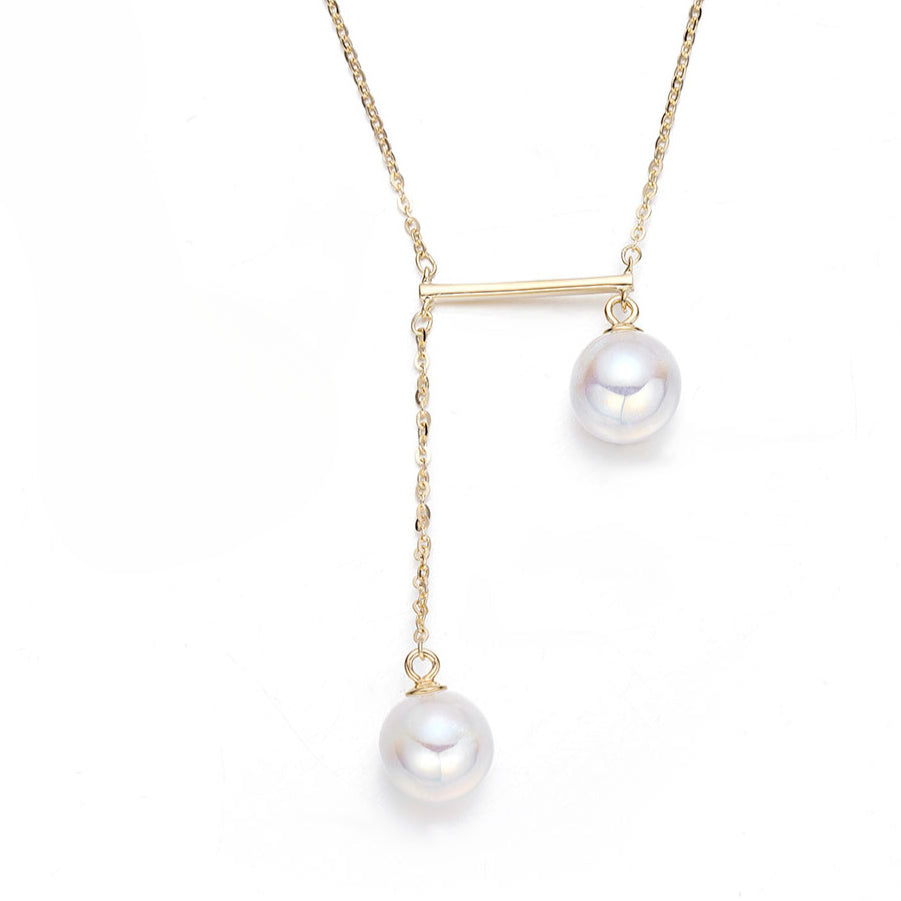 New Asymmetric Pearl Necklace 925 Silver Jewelry Luxury Chain
