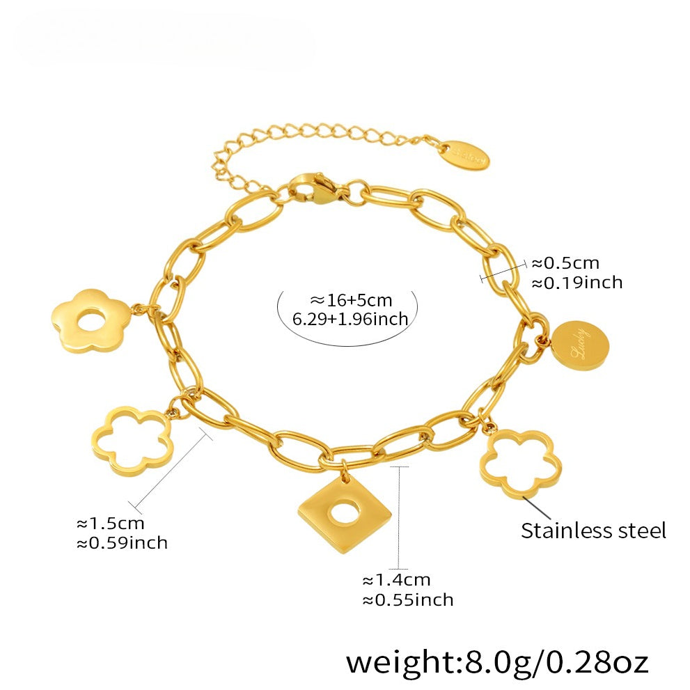 Planderful Lucky Flower Mirror Unisex O Shaped Bracelet