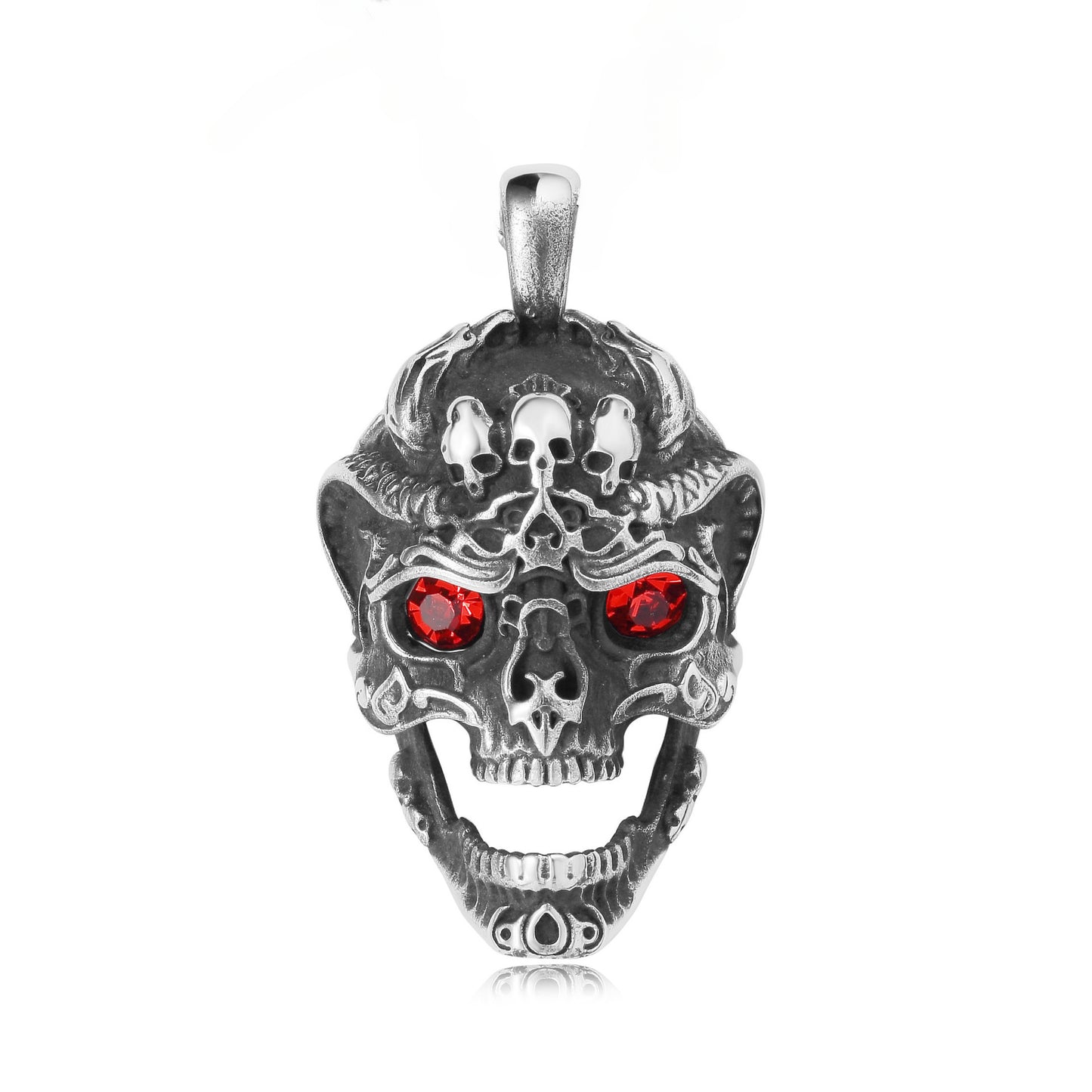 Halloween Red Eye Skull Titanium Steel Pendant for Men