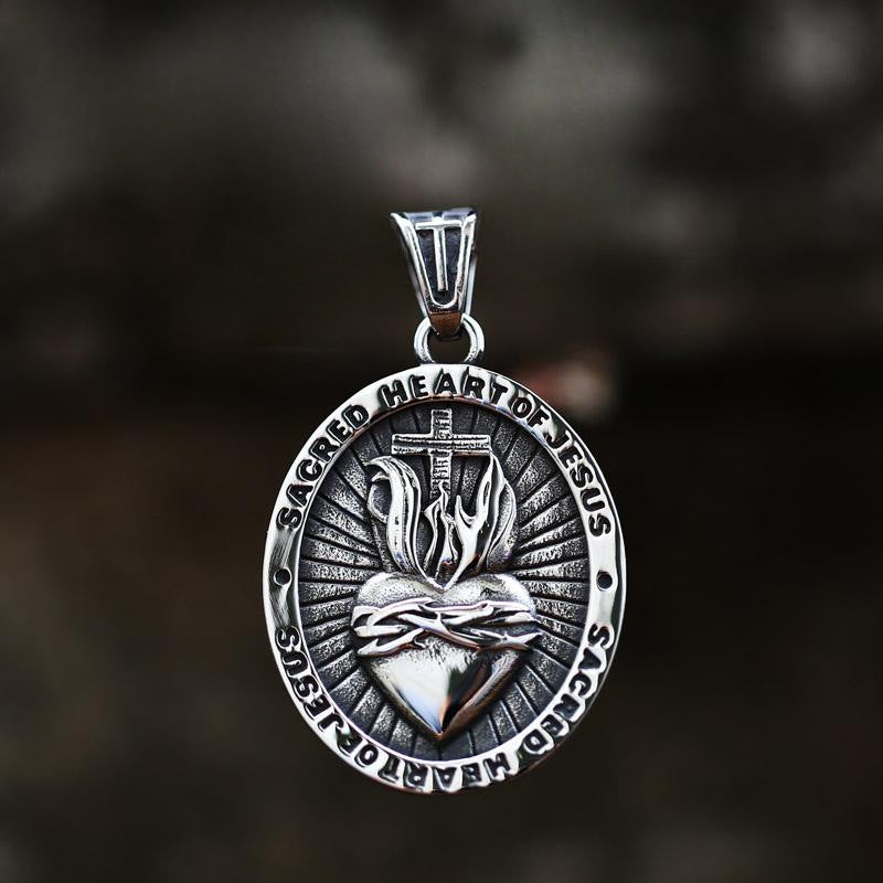 Customizable Retro Heart-Shaped Titanium Steel Pendant for Men - European and American Inspired Jewelry