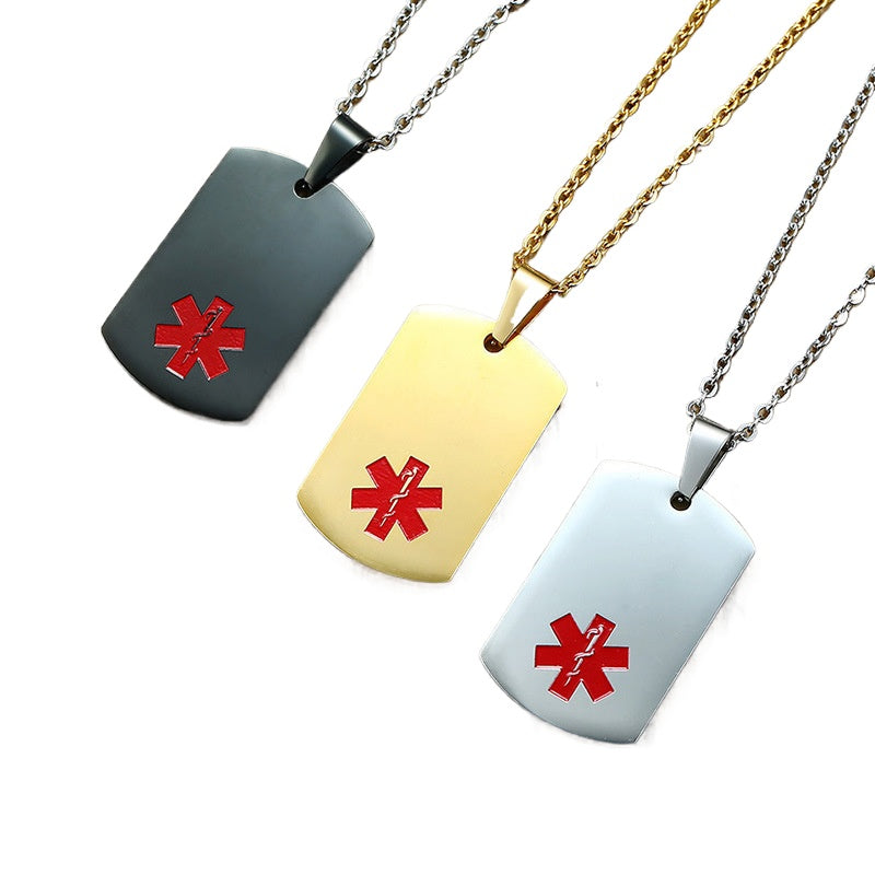New Arrivals Stainless Steel Medical Logo Pendant Tag for Men