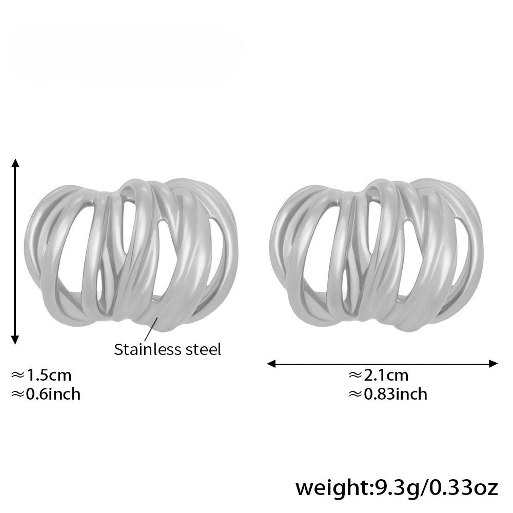 Planderful Stainless Steel C Type Stud Earrings for Women