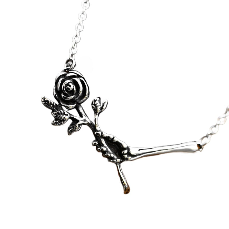 European-American Retro Titanium Steel Rose Pendant Necklace for Men - Wholesale Stainless Steel Jewelry