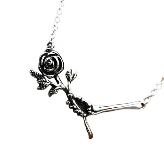 European-American Retro Titanium Steel Rose Pendant Necklace for Men - Wholesale Stainless Steel Jewelry