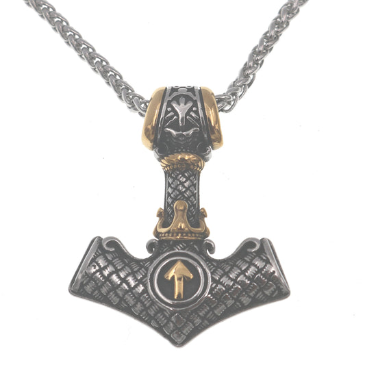 Norse Legacy Titanium Steel Pendant with Odin Rune Necklace - Men's Viking Jewelry