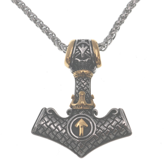 Norse Legacy Titanium Steel Pendant with Odin Rune Necklace - Men's Viking Jewelry