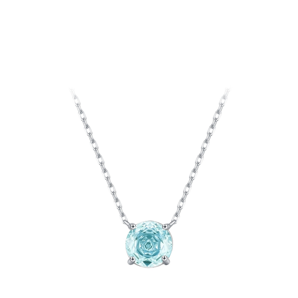 925 Sterling Silver Sea Blue Rose-Cut Necklace