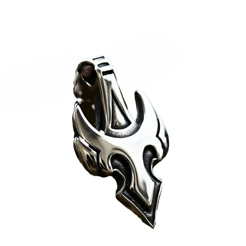 Titanium Steel Retro Naval Anchor Pendant for Men - European and American Flame Design