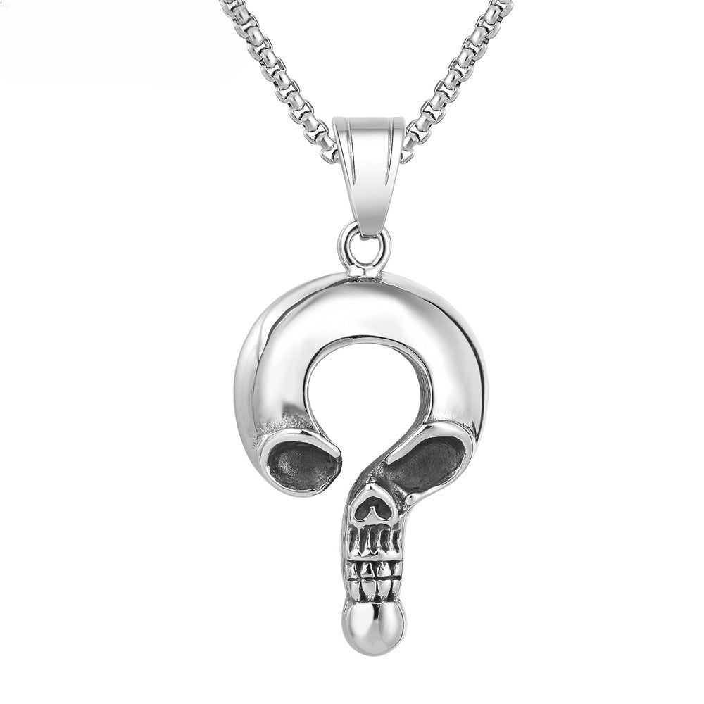 Question Mark Skull Titanium Steel Pendant Necklace