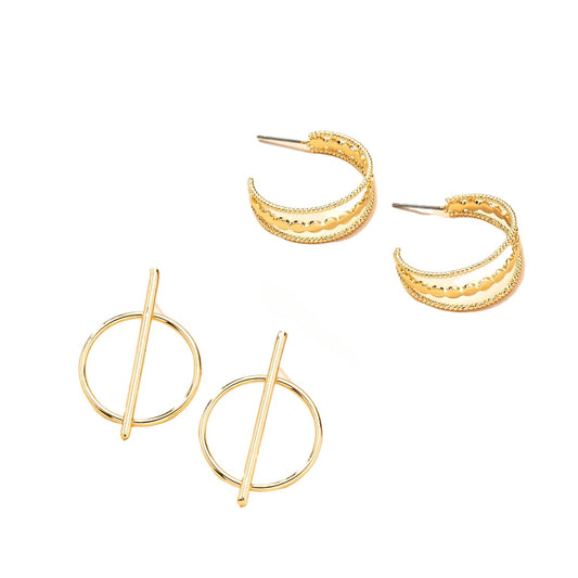 Wholesale of Irregular Popular Jewelry in Europe and America, 2 Pairs of Metal Geometric Earrings Sets, Cross-border Instagram Jewelry, Jewelry