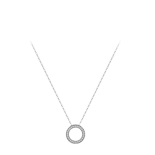 Women's Sterling Silver Heart Necklace with Zircon Pendant and Chain