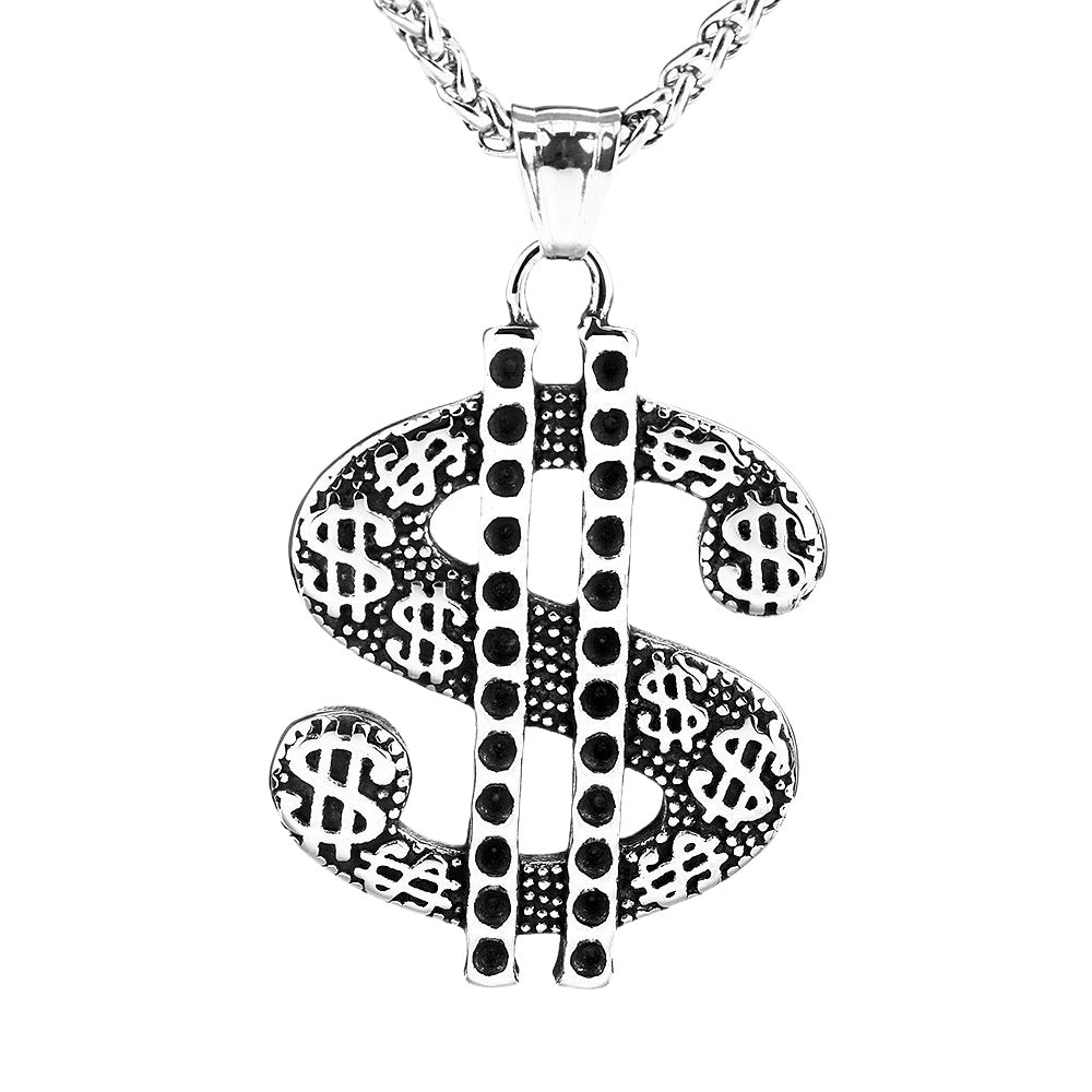 Planderful Simple USD Coin Symbol Stainless Steel Pendant for Men Everyday Genie Collection