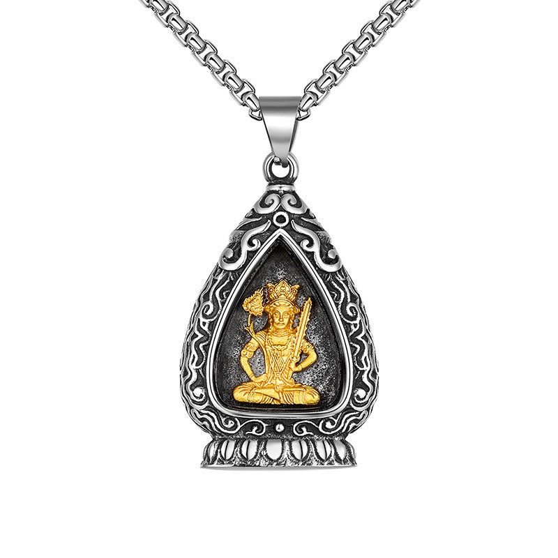 Steel Necklace - Elegant Buddhist Pendant Gift For Boyfriend