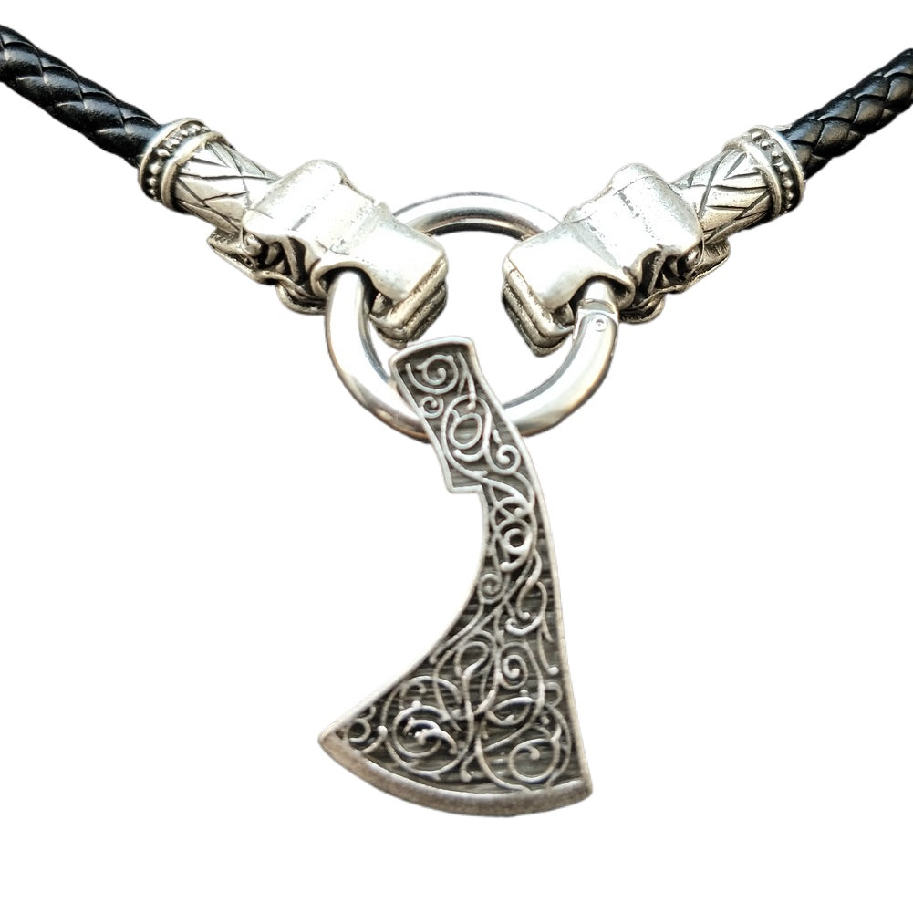 Viking Myth Totem Necklace with Slavic Axe Pendant - Men's Talisman Accessory