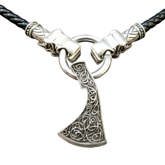 Viking Myth Totem Necklace with Slavic Axe Pendant - Men's Talisman Accessory