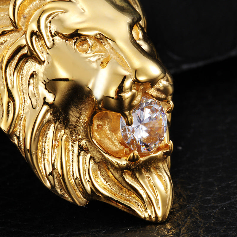 Titanium Steel Lion Head Pendant for Men, Stylish Jewelry Gift for Him