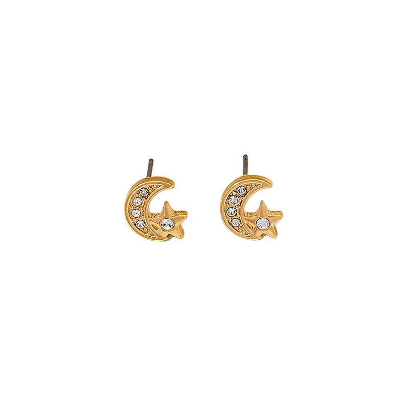 Planderful Vienna Verve Earrings – Elegant Metal Star Moon Design