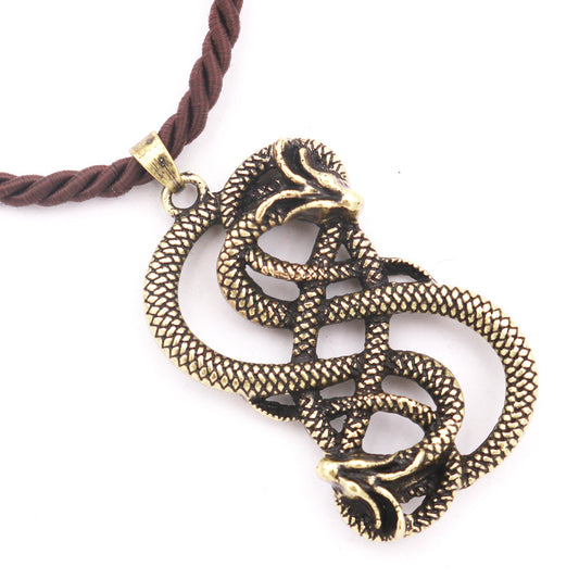 Viking Double Dragon Metal Necklace - Norse Legacy Viking Mythology Pendant