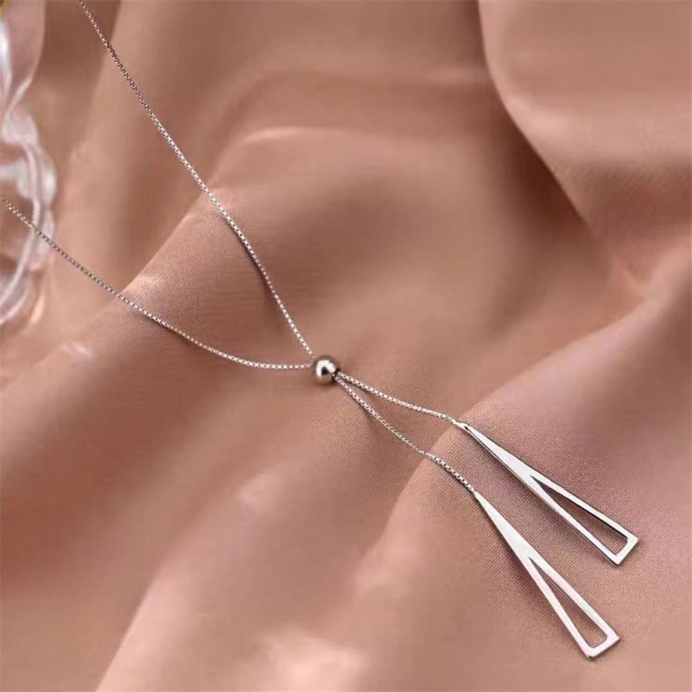 Japanese And Korean Sweater Chain Geometric Triangle Necklace Women's Wholesale 925 Silver Design