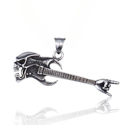 Punk Skull Gesture Pendant: Heavy Metal Retro Men's Statement Jewelry