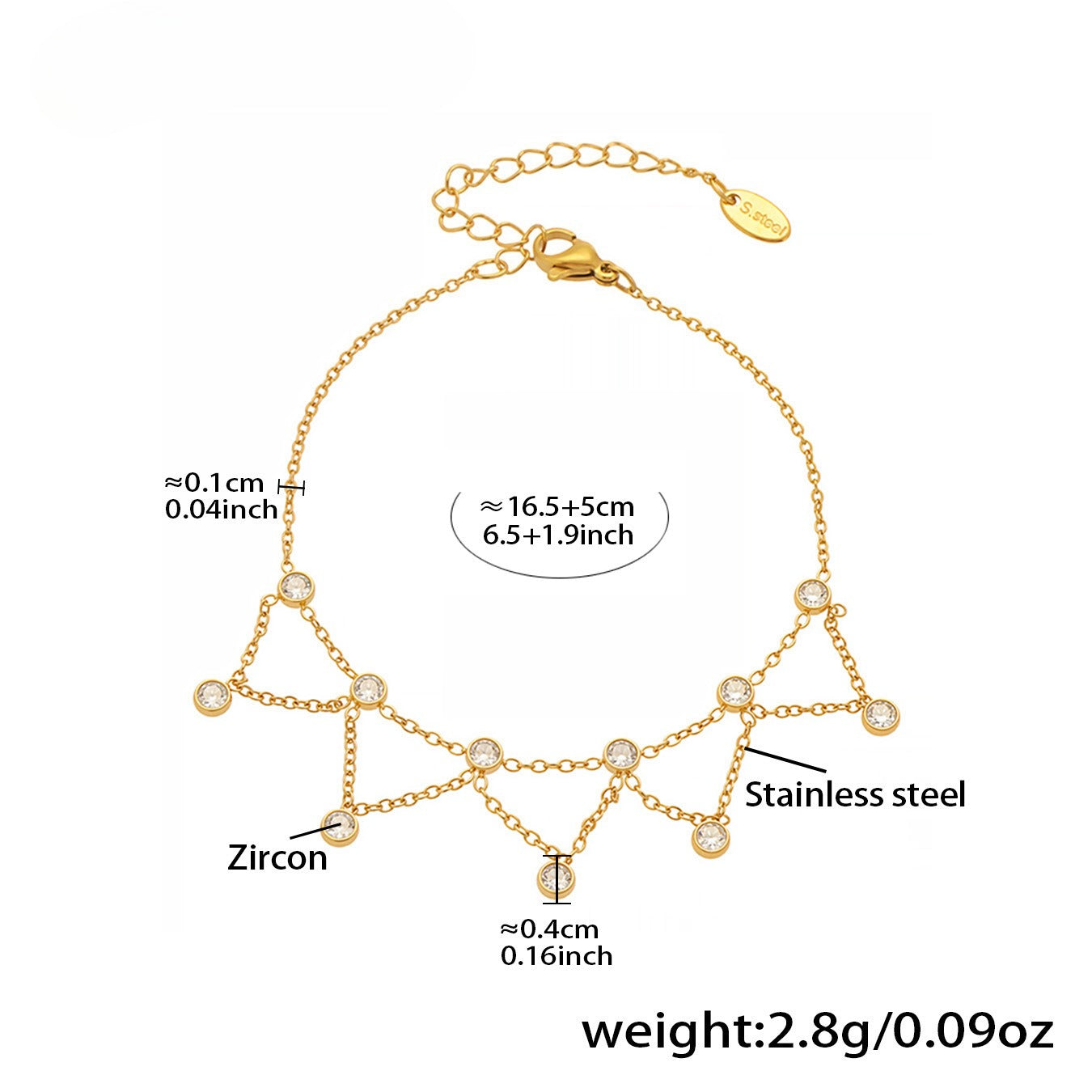 Planderful Zircon Stainless Steel Bracelet For Women