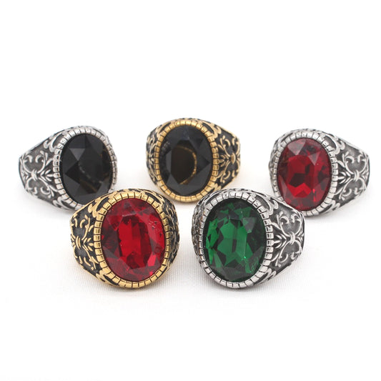 Planderful Personalized Retro Cross Zircon Titanium Steel Ring For Unisex Jewelry Lovers