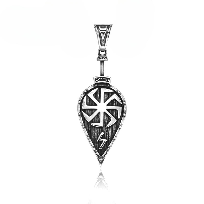 Retro Viking Rune Leaf Titanium Steel Pendant for Men - Wholesale European and American Stainless Steel Accessories