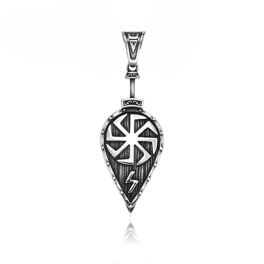 Retro Viking Rune Leaf Titanium Steel Pendant for Men - Wholesale European and American Stainless Steel Accessories
