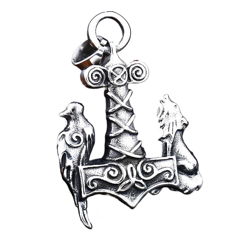 Titanium Steel Thor Wolf Pendant for Men - Scandinavian Viking Trade Jewelry
