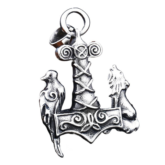 Titanium Steel Thor Wolf Pendant for Men - Scandinavian Viking Trade Jewelry
