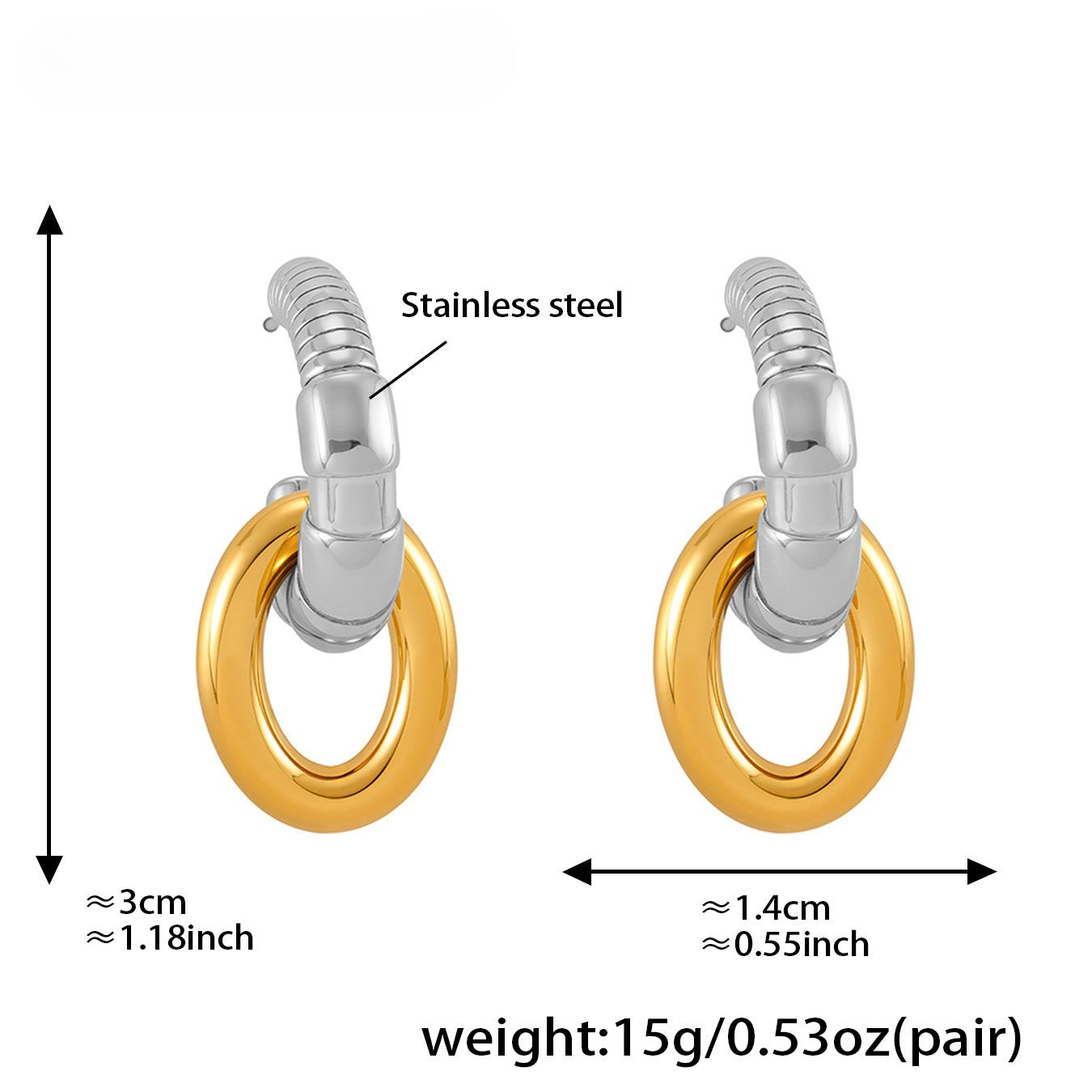 Planderful C Shaped Earrings Irregular Color Gold For Women