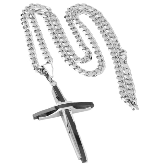Planderful Cross Necklace Unisex Stainless Steel Minimalist Pendant For Men And Women Gift