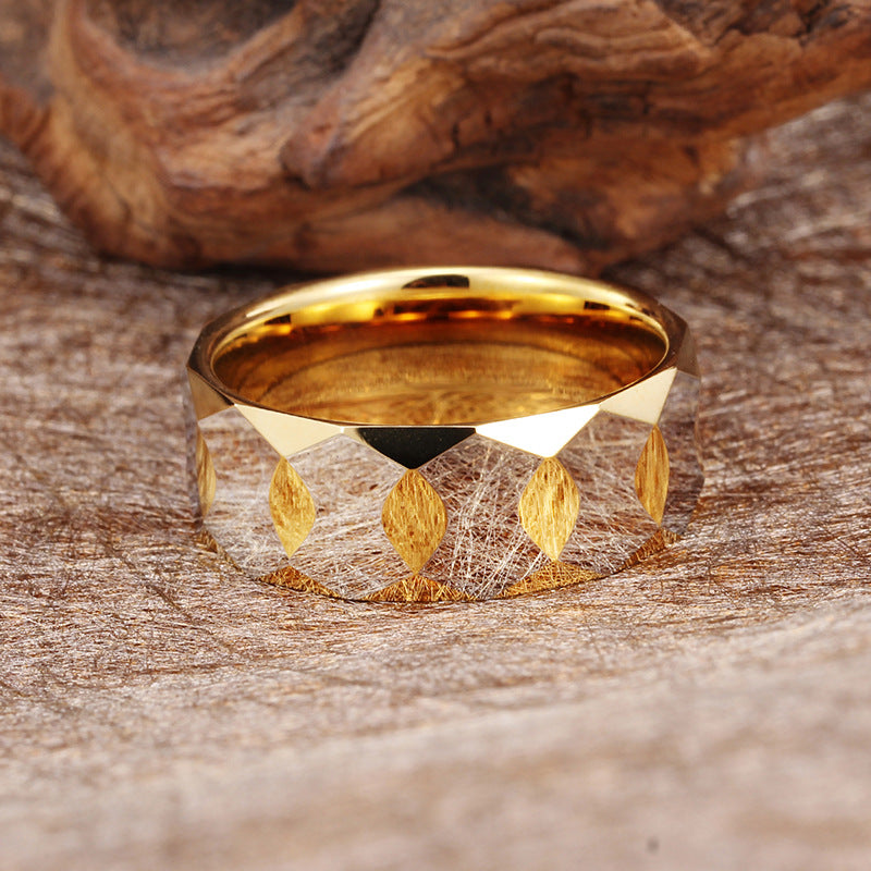Trendy Unisex Geometric Tungsten Steel Ring for Modern Elegance