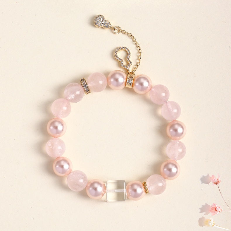 Rose Quartz Pearl Crystal Bracelet