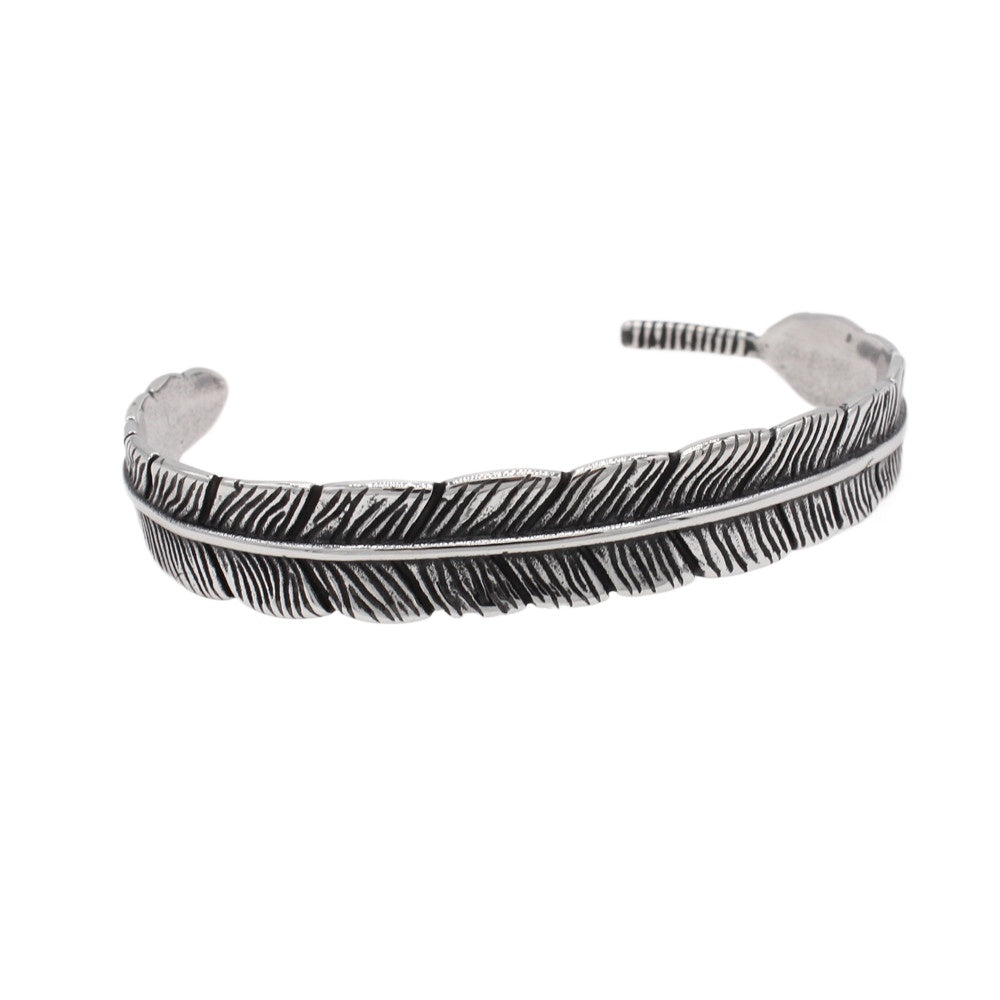 Titanium Steel Bracelet Feather Charm Unisex Planderful Everyday Genie Protection Statement Jewelry