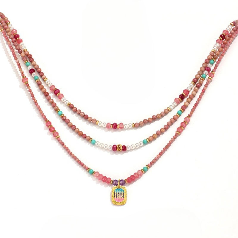 Pearl Crystal Gradient Necklace