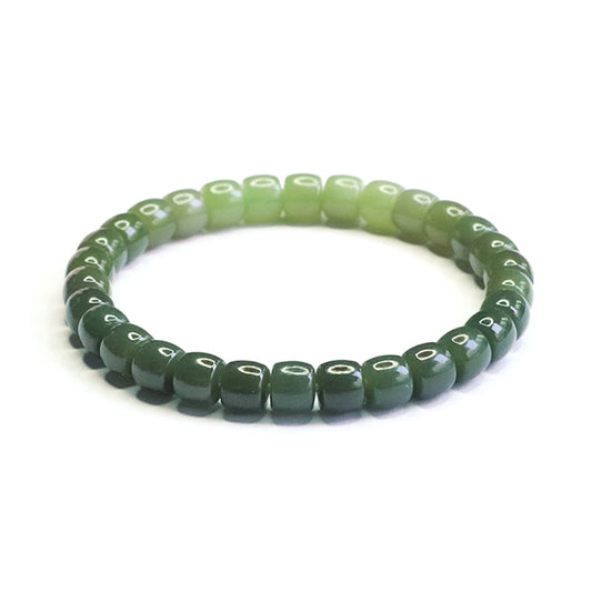 Gradient Hetian Jade Straight-Cut Bracelet