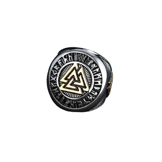 Titanium Steel Viking-Inspired Engraved Ring for Men - Retro Trendy Accessories Directly from Manufacturer