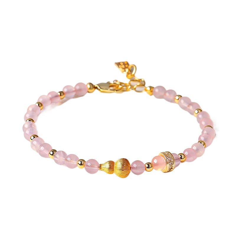 Amethyst Rose Quartz Crystal Gourd Bracelet