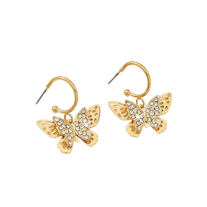 Planderful Vienna Verve Earrings – Elegant Golden Butterfly Design