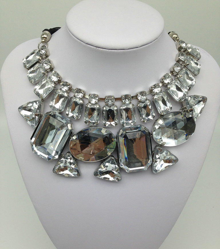 Crystal Ribbon Geometric Necklace - Savanna Rhythms Collection