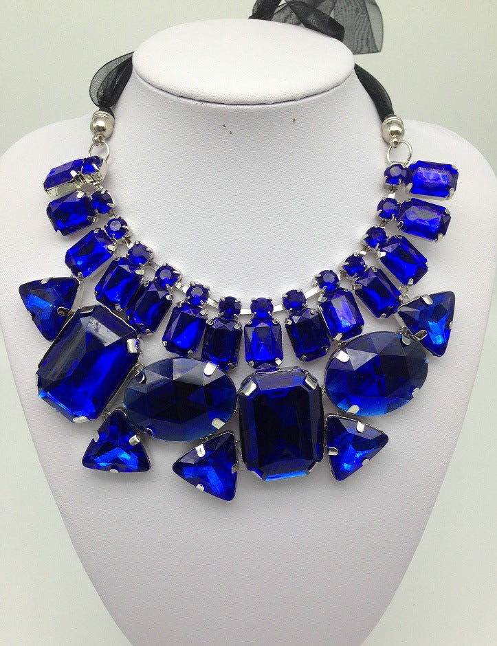 Crystal Ribbon Geometric Necklace - Savanna Rhythms Collection