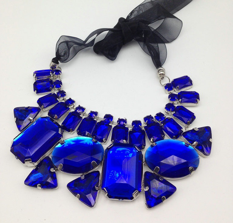 Crystal Ribbon Geometric Necklace - Savanna Rhythms Collection