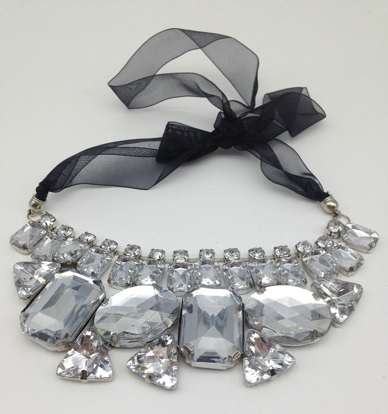Crystal Ribbon Geometric Necklace - Savanna Rhythms Collection