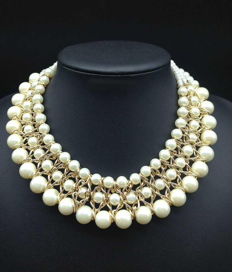 Multilayer Imitation Pearl Necklace Set - Savanna Rhythms Collection