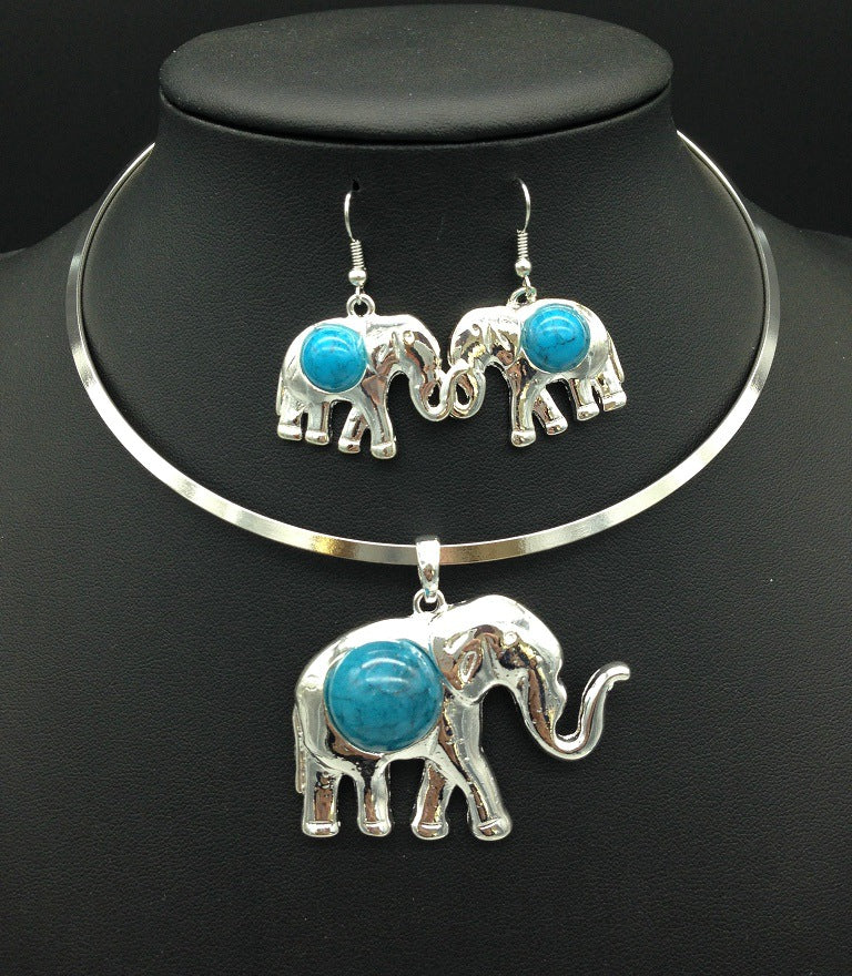 Majestic Elephant Star Necklace Set with Tribal Flair