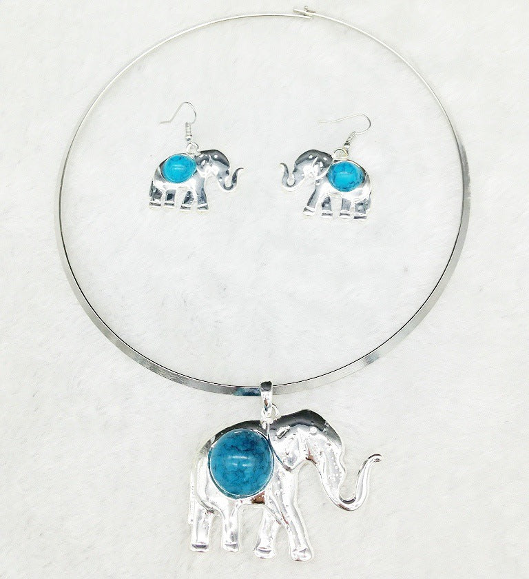 Majestic Elephant Star Necklace Set with Tribal Flair