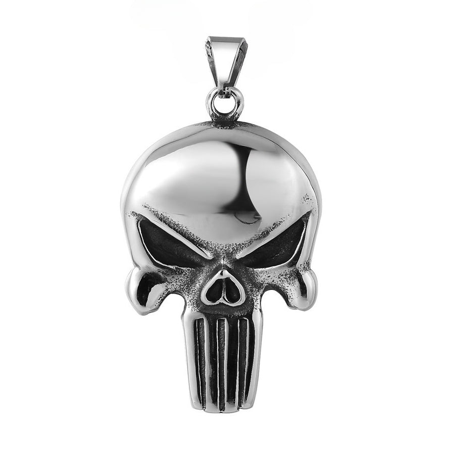 Halloween Punisher Skull Head Titanium Steel Necklace for Men